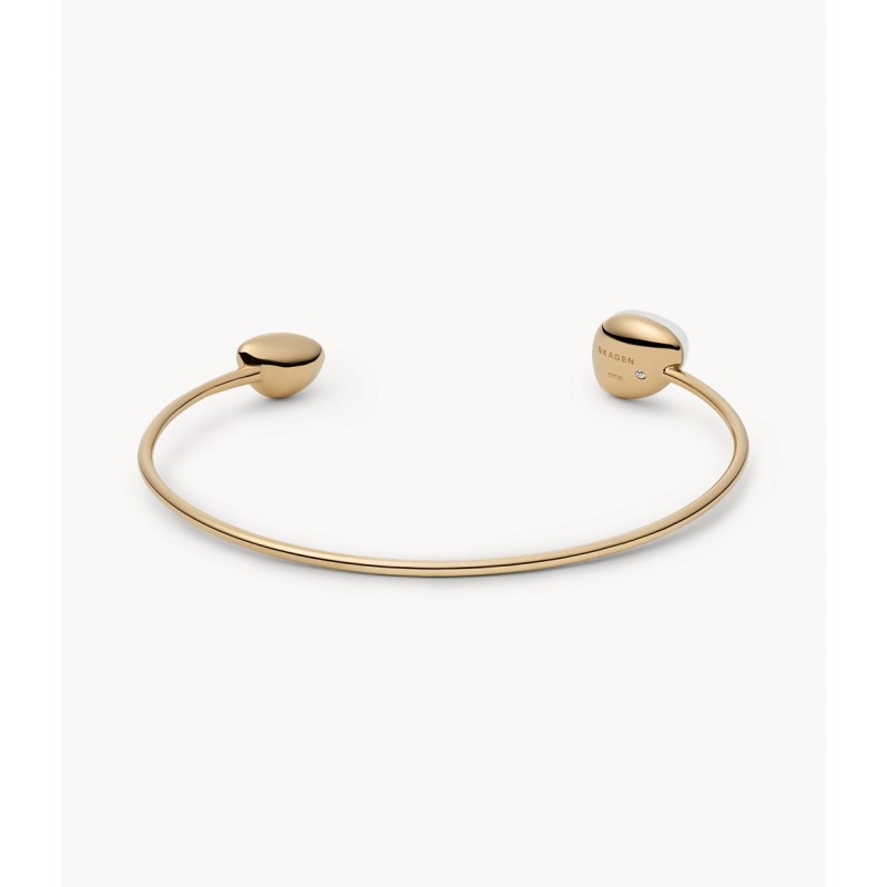 Bracelet jonc ouvert Sea Glass Skagen acier doré