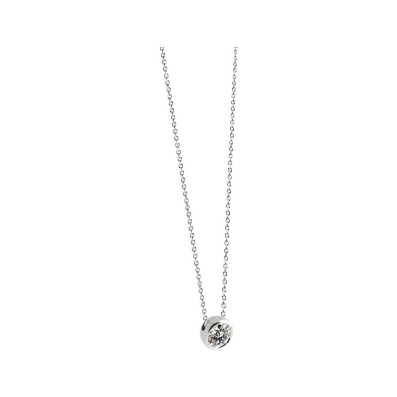 Collier Femme Sur Chaîne Forçat GAREL Only Diamond en Or Blanc et Diamant de 0.1ct