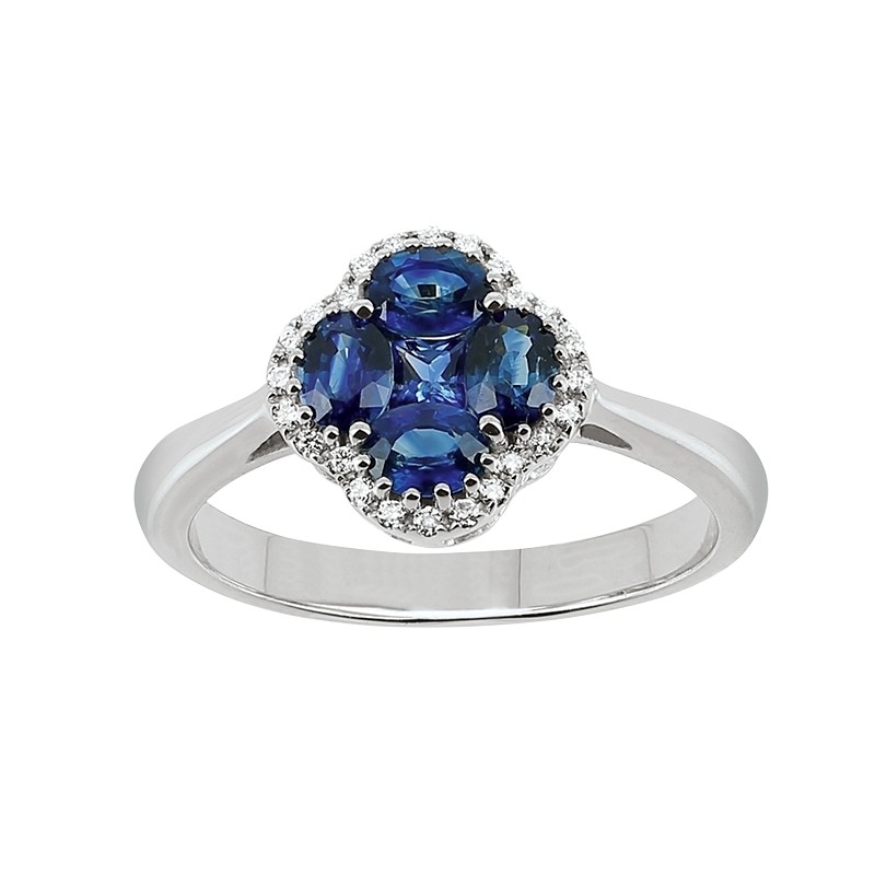 Bague Femme GAREL "Nénuphar" - Saphirs, Or Blanc