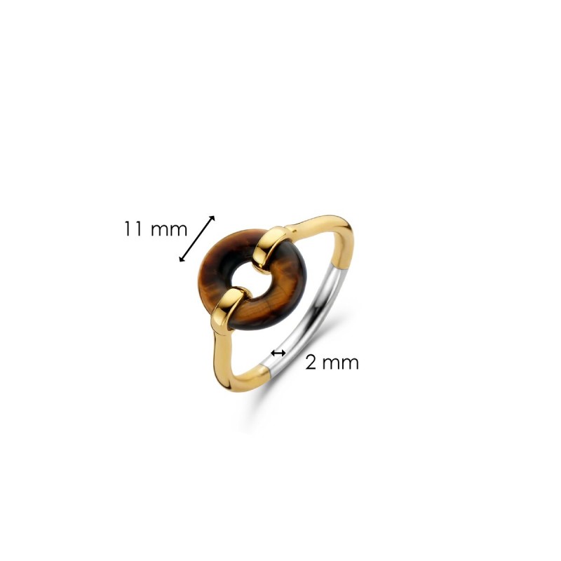 Bague Femme TI SENTO en Argent 925/000 Doré et Oeil du tigre