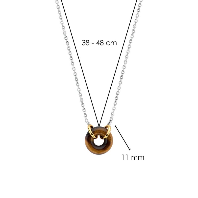 Collier Femme TI SENTO en Argent Rhodie et Oeil du Tigre