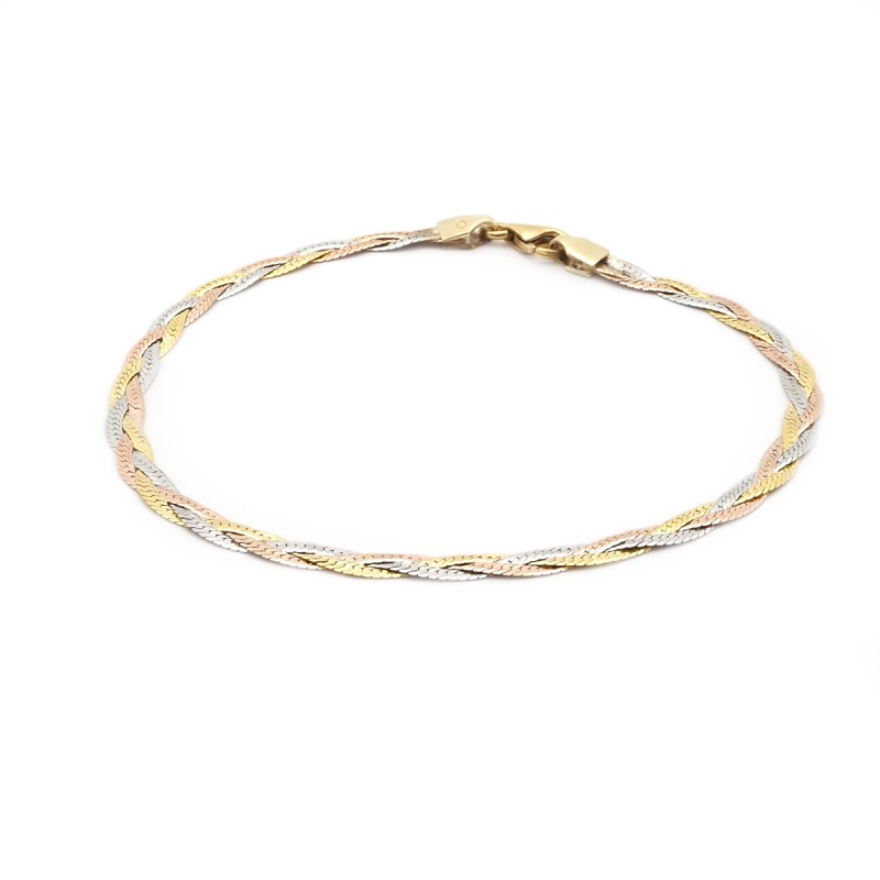 Bracelet 3 ors tresse or 375/000