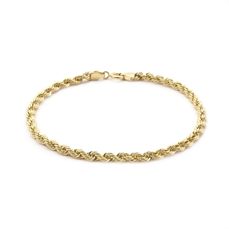 Bracelet Maille corde or375 jaune 3.5MM