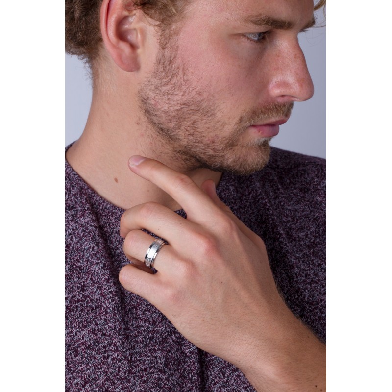 Bague Tournante Phebus Homme en Acier Argenté Chiffre Romain