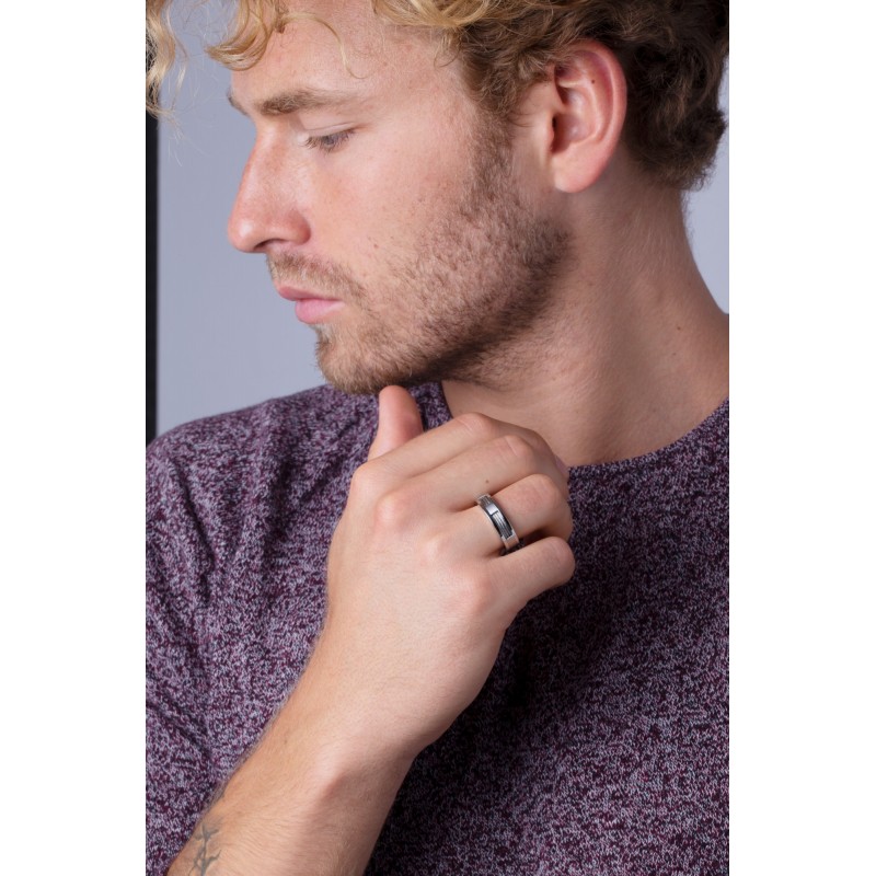 bague Homme Phebus en acier argenté