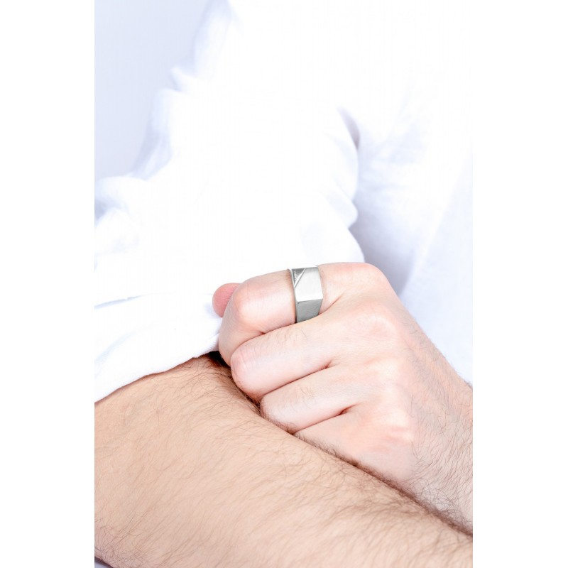 Bague Phébus en Acier Chevalière MAT/BRILLA