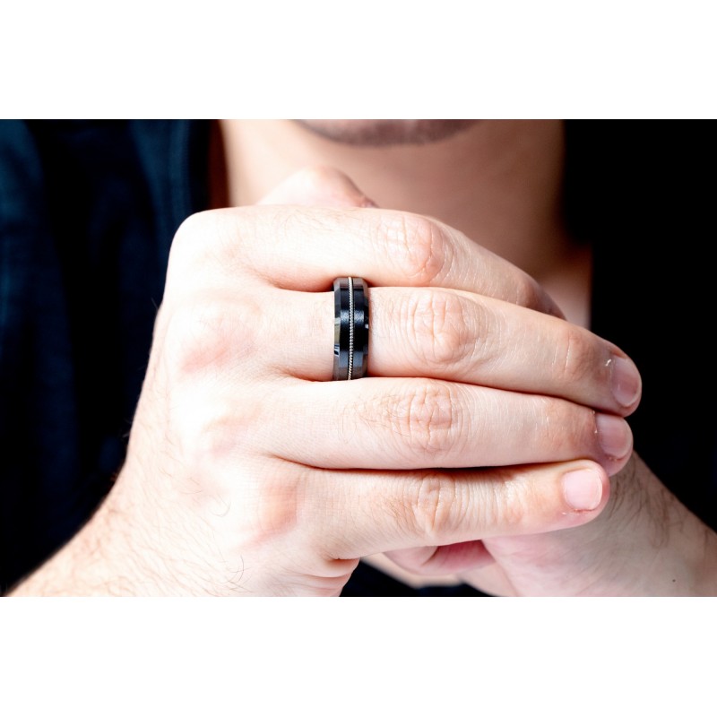 Bague Homme Phébus en Acier et en Céramique