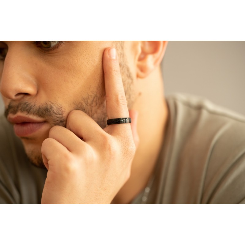 Bague  homme Phebus  en acier noir