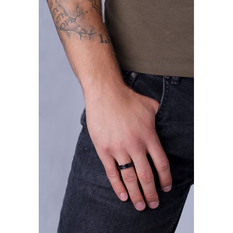 Bague homme  Phebus acier câble noir