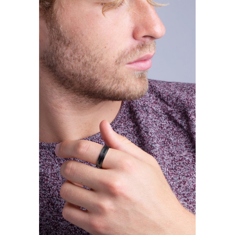 Bague homme  Phebus acier câble noir