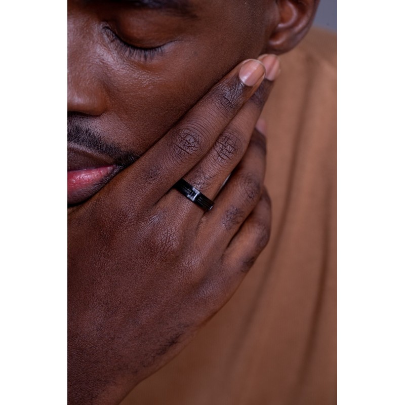 Bague homme  Phebus acier câble noir