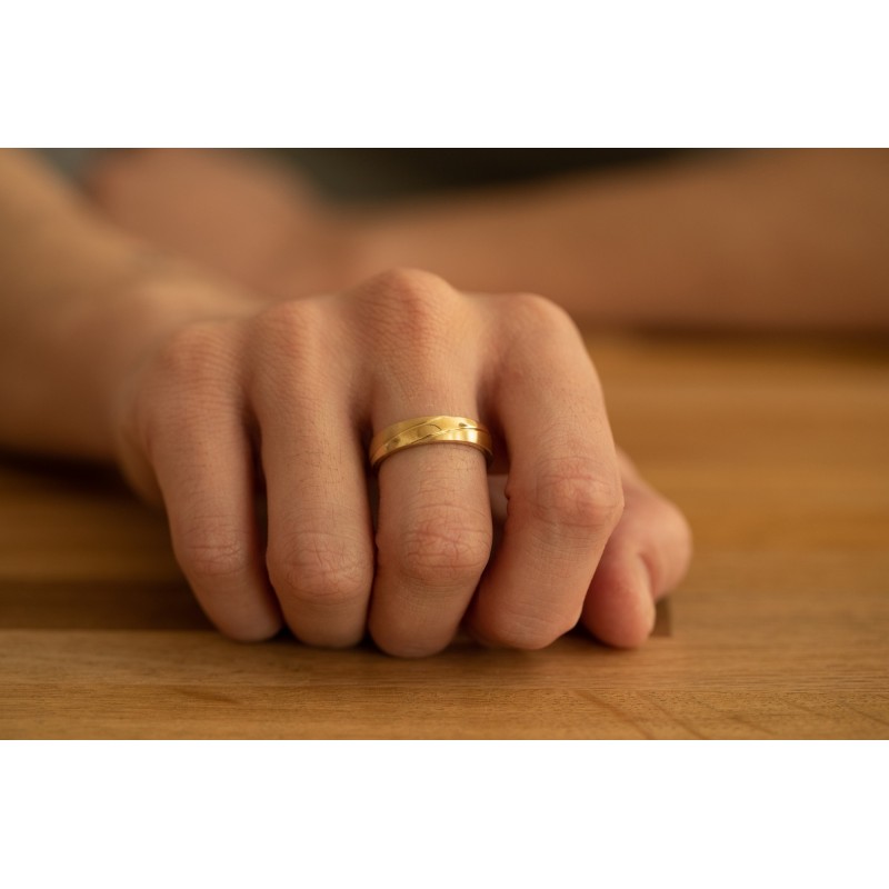 Bague Homme type alliance Phebus acier doré