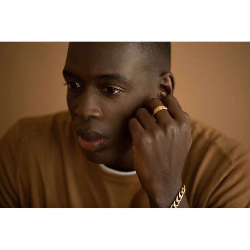 Bague tournante phebus homme acier doré chiffre romain