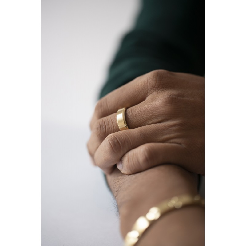 Bague  homme type alliance Phebus acier doré