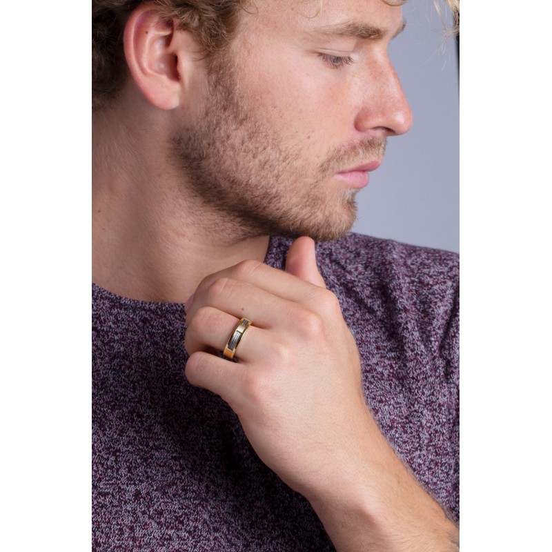 Bague Homme Phebus acier doré et câble