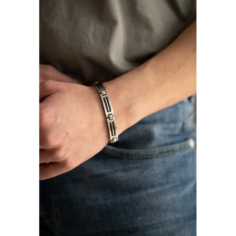 Bracelet Phebus  acier et résine noire