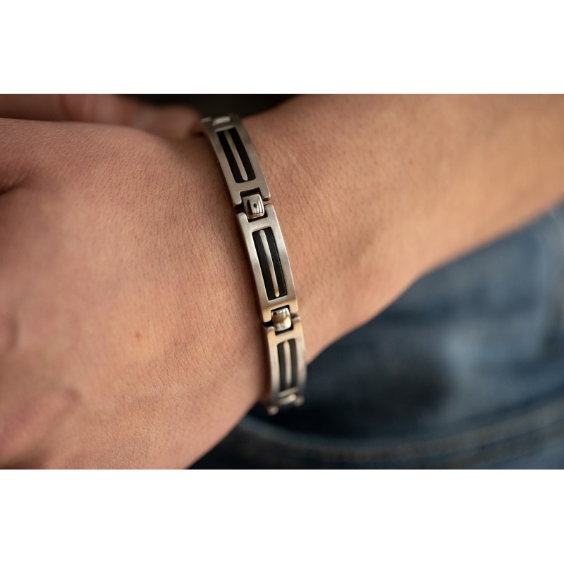 Bracelet Phebus  acier et résine noire