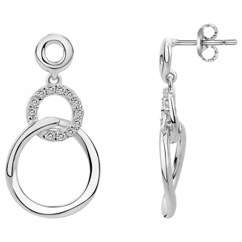 Boucles d'oreilles pendantes Carador en Argent Sertis d'Oxydes de Zirconium