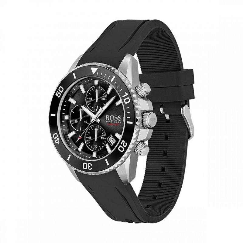 Montre Homme HUGO BOSS Collection ADMIRAL Bracelet en Silicone Noir