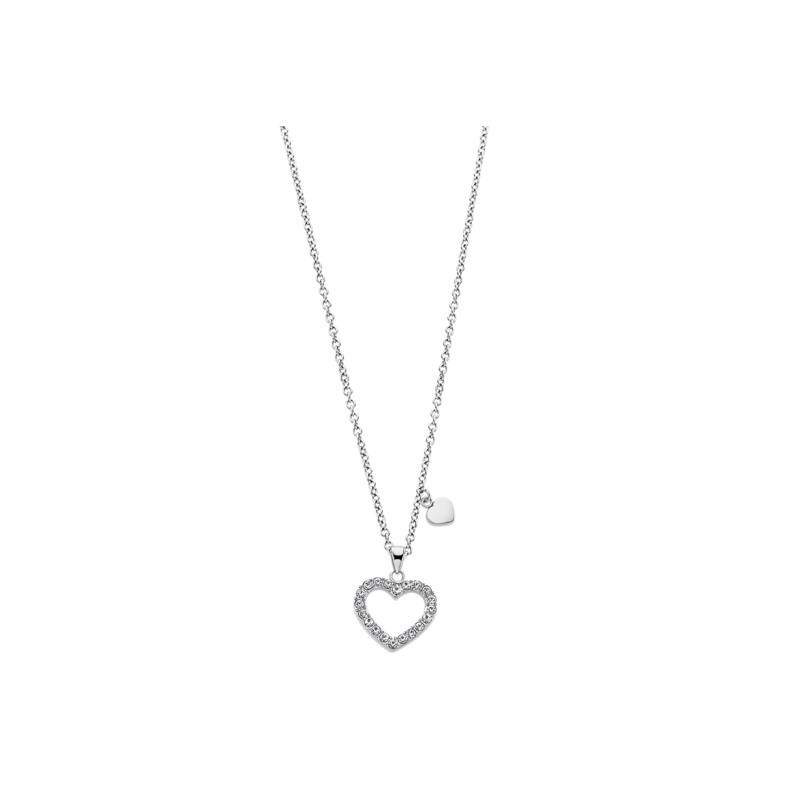 Collier coeur femme lotus style en acier  argenté