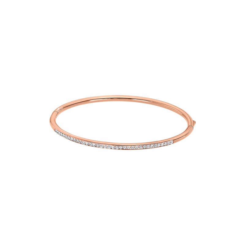 Bracelet jonc femme lotus style en acier couleur or rose