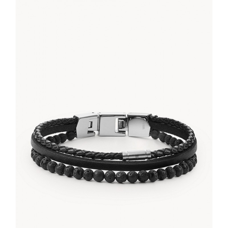 Bracelet mulit rangs Fossil homme Cool tones en pierre de lave