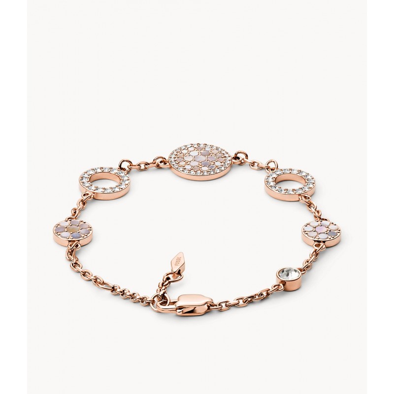Bracelet Fossil Val Mosaic Doré rose et nacre