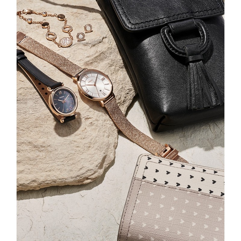 Bracelet Fossil Val Mosaic Doré rose et nacre