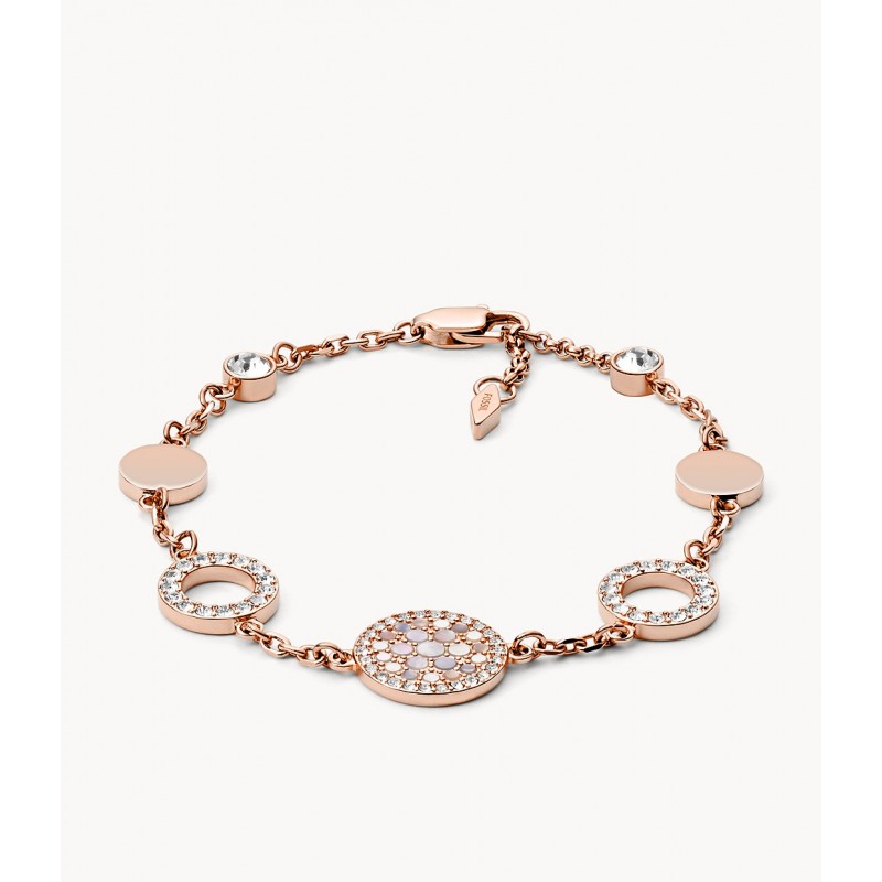 Bracelet Fossil Val Mosaic Doré rose et nacre