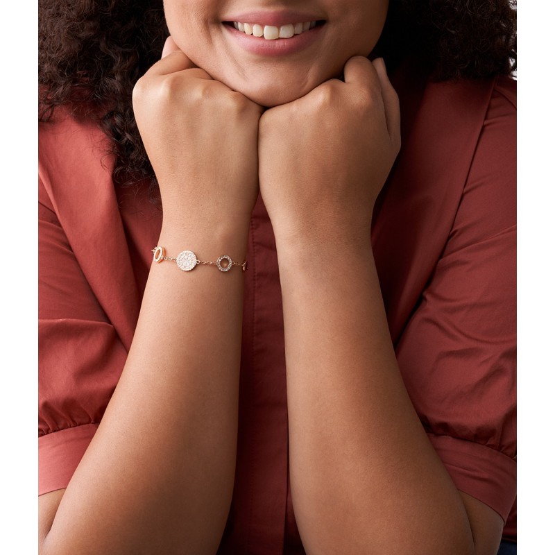 Bracelet Fossil Val Mosaic Doré rose et nacre