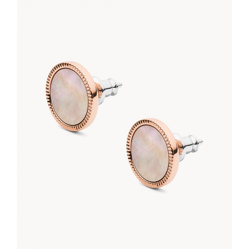 Boucles d'oreilles femme Fossil val mosaic doré rose et nacre
