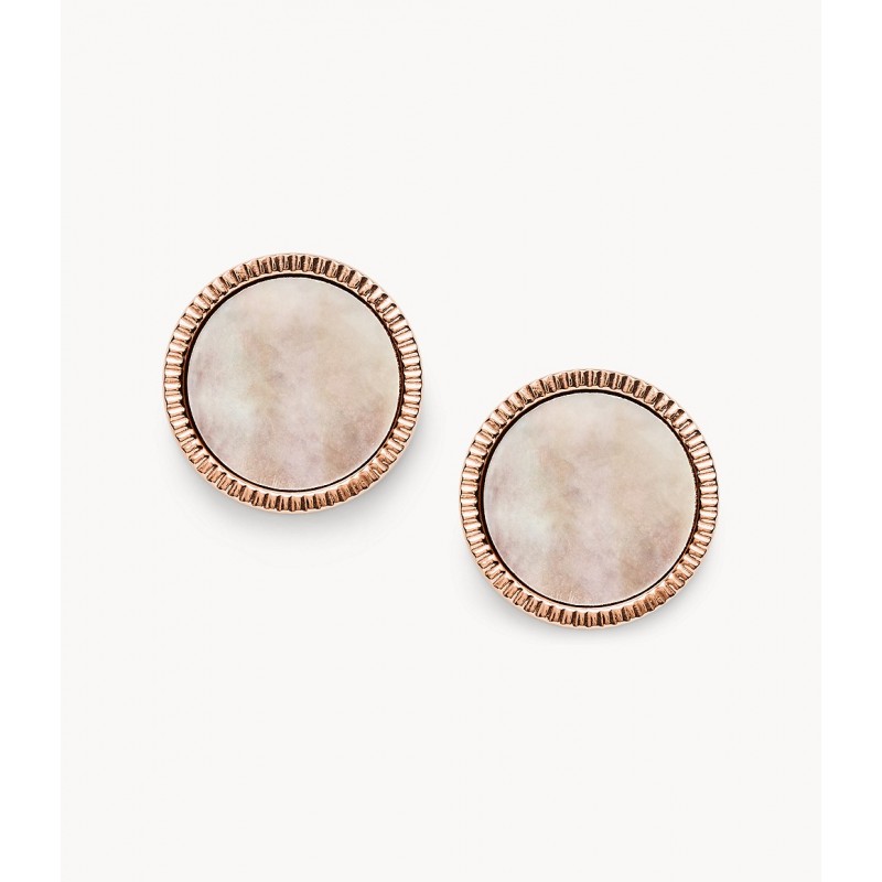 Boucles d'oreilles femme Fossil val mosaic doré rose et nacre
