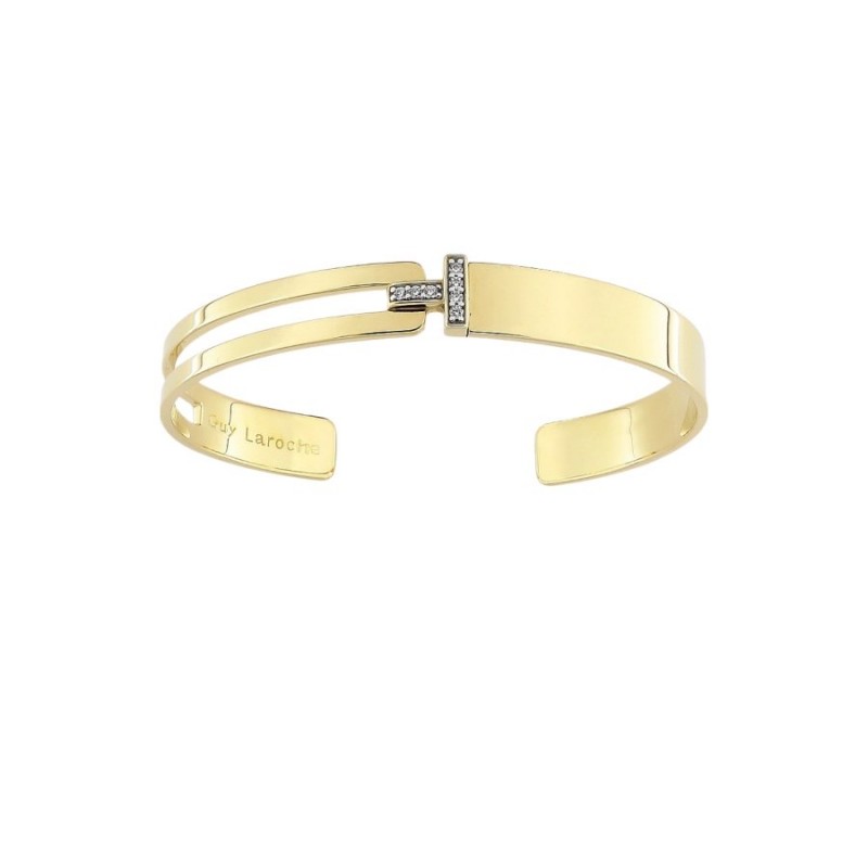 Bracelet jonc ouvert Guy Laroche plaqué or et oxydes de zirconium