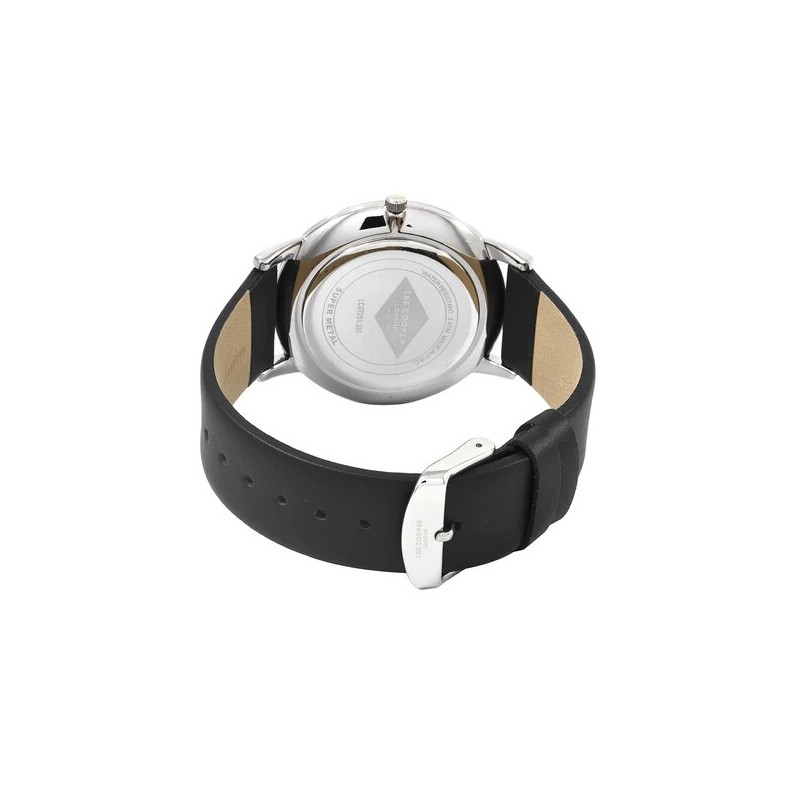 Montre Homme Lee Cooper Bracelet en Cuir Noir et Cadran Argenté
