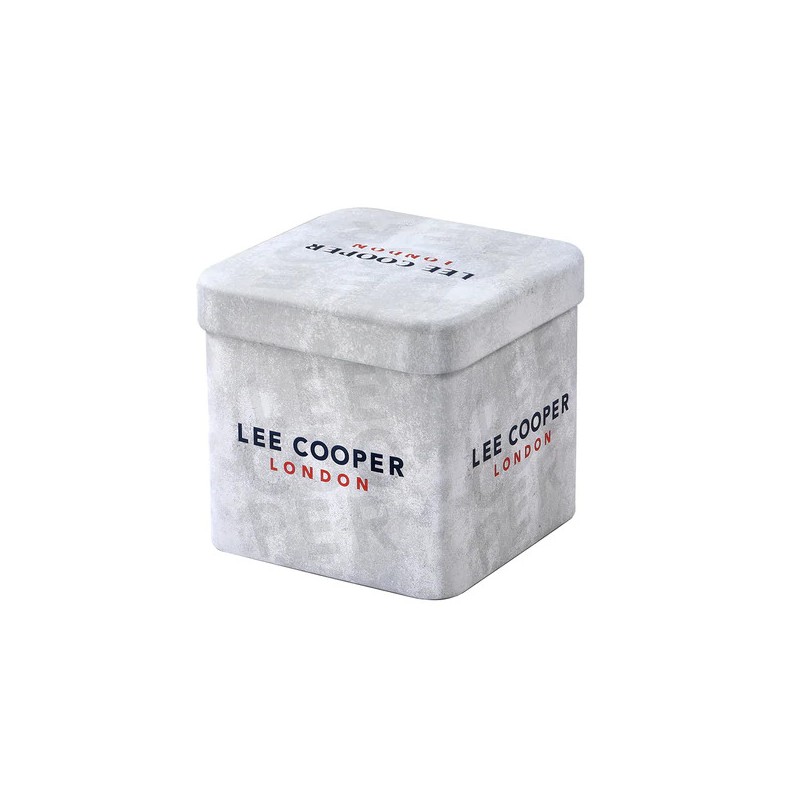 Montre Homme Lee Cooper Bracelet en Cuir Noir et Cadran Argenté