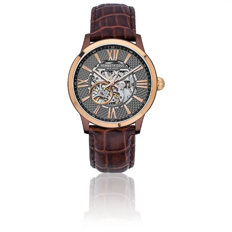 Montre Homme Kenneth Cole Bracelet en Cuir Marron Collection PRENIUM SPORT