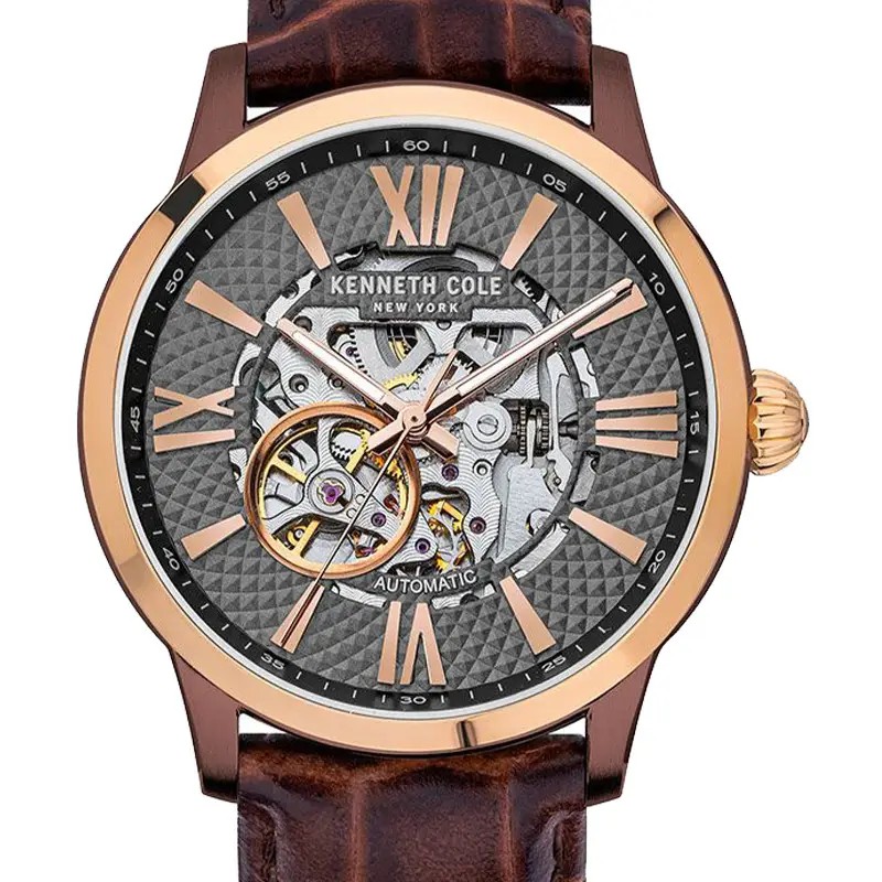 Montre Homme Kenneth Cole Bracelet en Cuir Marron Collection PRENIUM SPORT