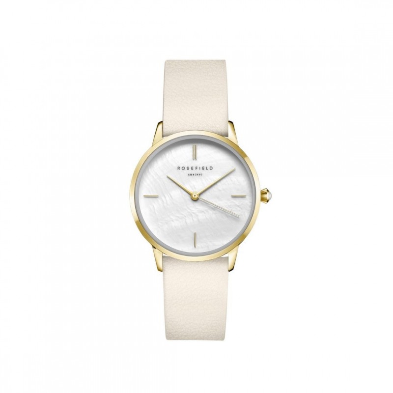 Montre Femme Rosefield Collection Pearl Edit Bracelet en cuir blanc