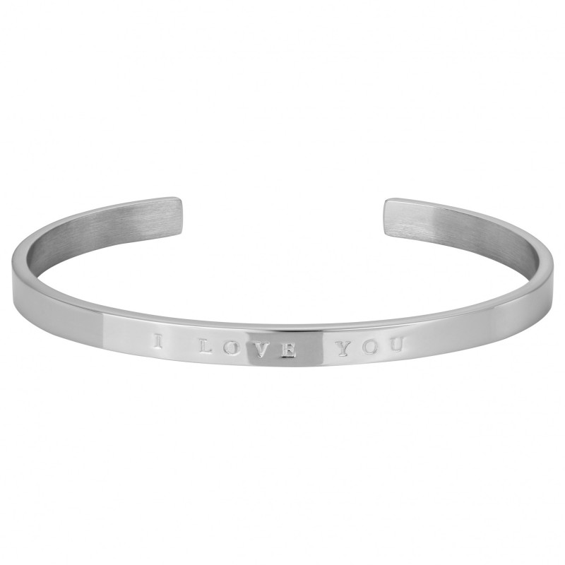 Amporelle Bracelet rigide en Acier inscription "I love you"