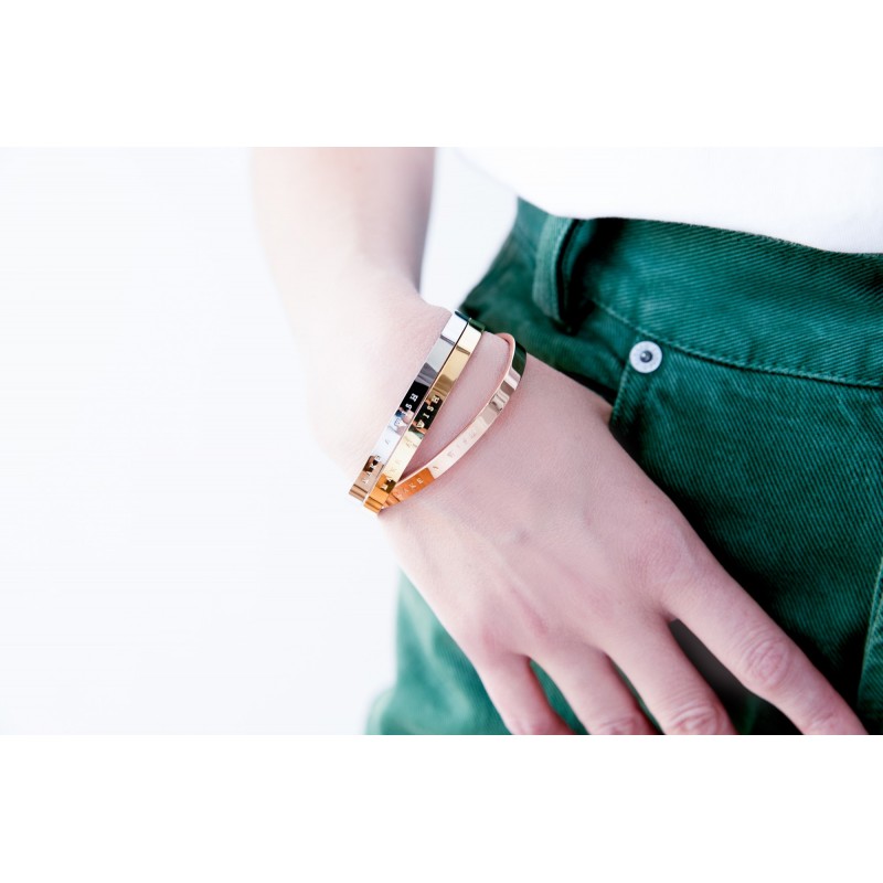 Amporelle Bracelet rigide en Acier inscription "MAKE A WISH"