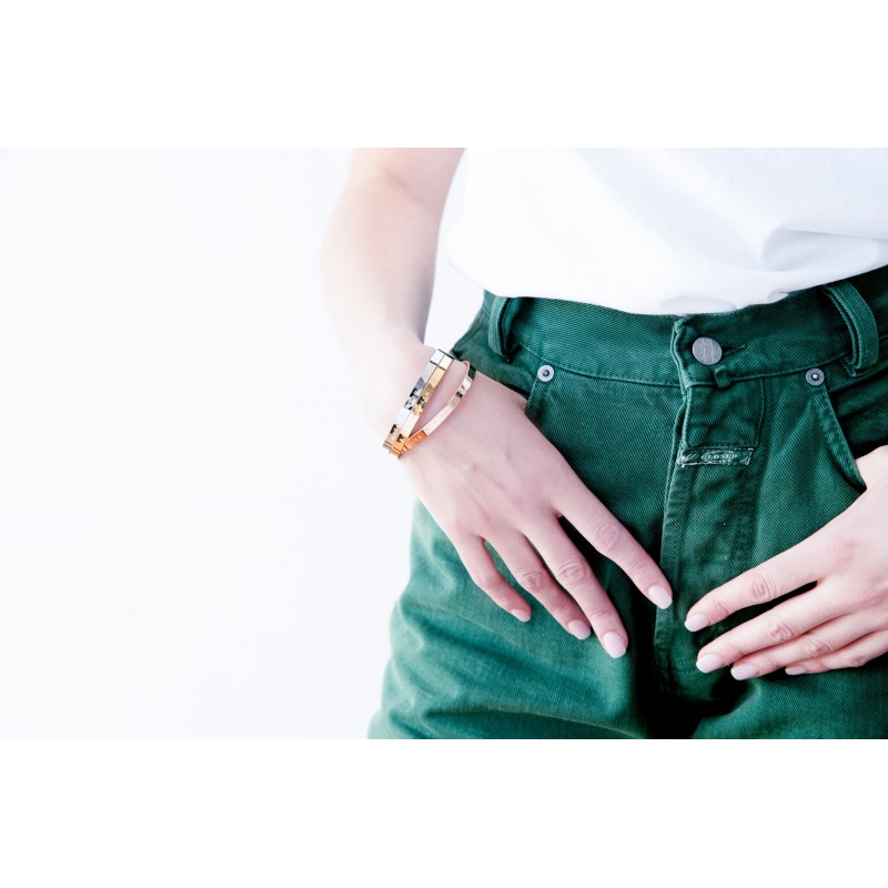 Amporelle Bracelet rigide en Acier inscription "MAKE A WISH"