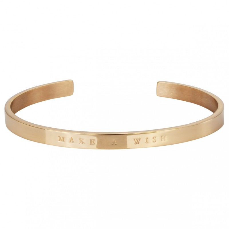 Amporelle Bracelet rigide en Acier inscription "MAKE A WISH"
