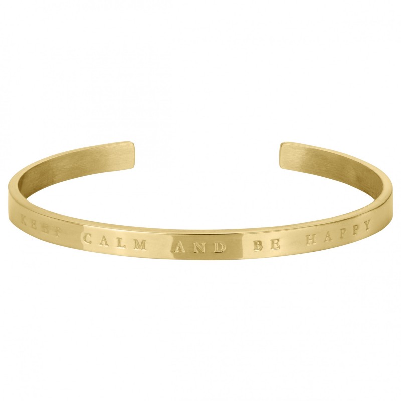 Amporelle Bracelet rigide en Acier inscription "KEEP CALM AND BE HAPPY"