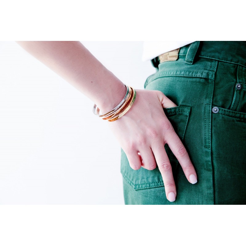 Amporelle Bracelet rigide en Acier inscription "KEEP CALM AND BE HAPPY"