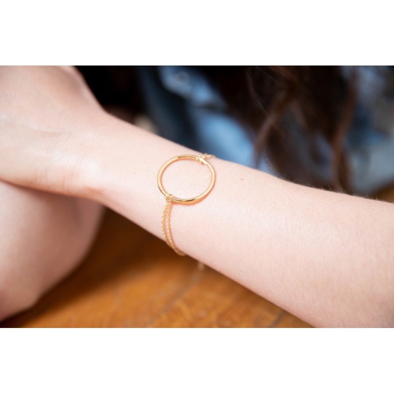 Amporelle Bracelet souple motif CERCLE en Acier doré