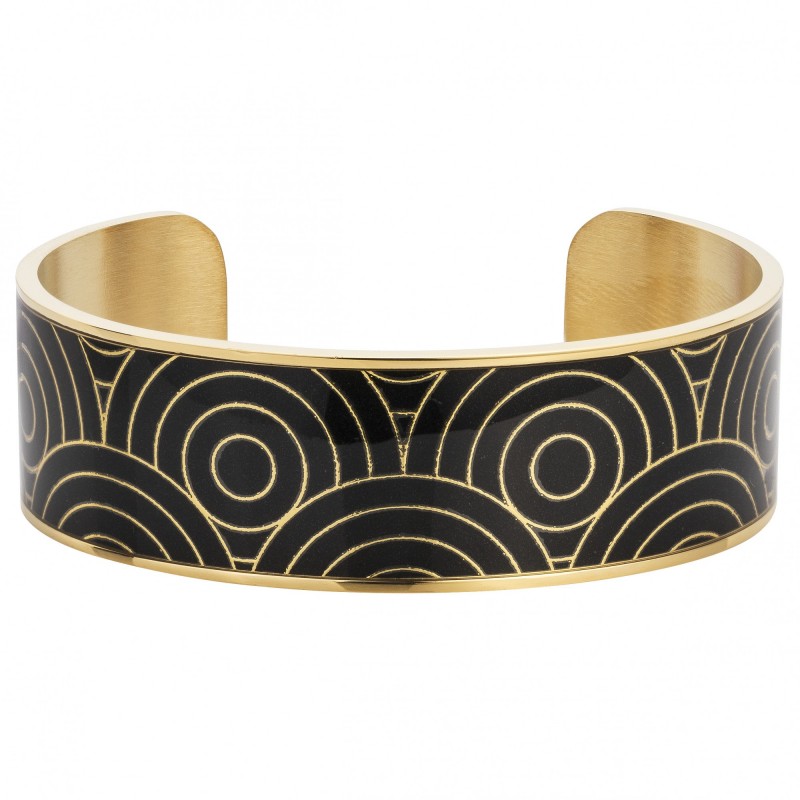 Bracelet Manchette Amporelle  en Acier doré Imprimé motifs géométriques