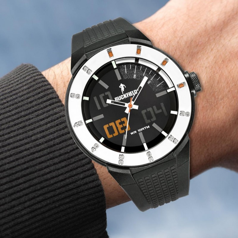 Montre Homme Ruckfield résine et silicone noirs