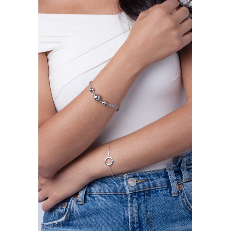 Amporelle Bracelet souple motif CERCLE en Acier argent