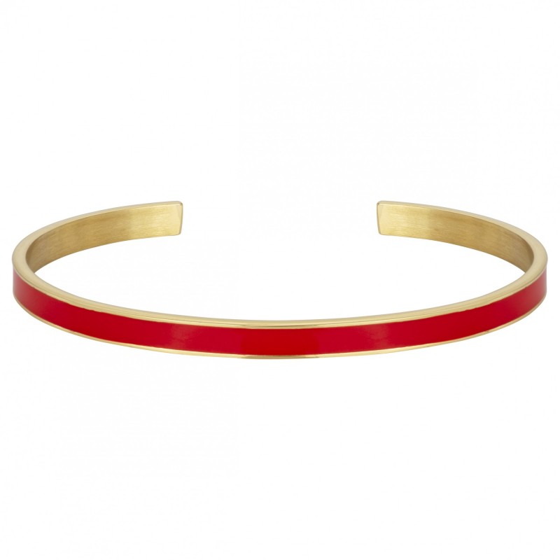 Bracelet Amporelle jonc en acier doré et laque rouge