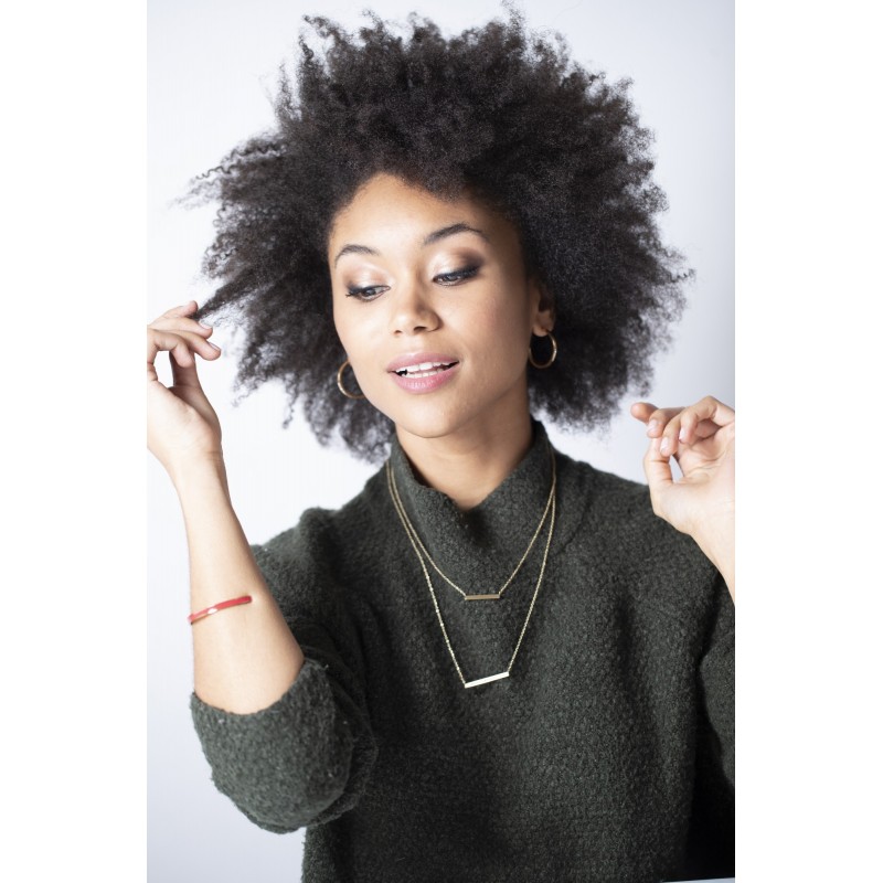 Bracelet Amporelle jonc en acier doré et laque rouge